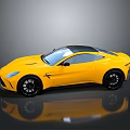 Yellow Sports Car With Black Roof Sleek Design Shiny Wheels And Reflective Surface