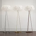 Modern White Textured Floor Lamps With Silver Gold Black Stands And White Wall Background