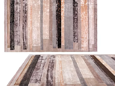 Square Area Rug With Stylish Striped Pattern And Neutral Hues 3d model