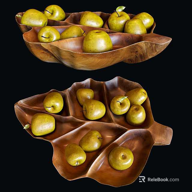 Ceramic Fruit Bowls As Decorative Vessels Filled with Fresh Yellow Pears 3d model 