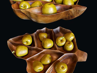 Ceramic Fruit Bowls As Decorative Vessels Filled with Fresh Yellow Pears 3d model