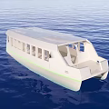 White Roof Yacht With Multiple Windows Floating On Blue Ocean Water