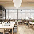 Book Art Themed Library Interior With Bookshelves And Tables