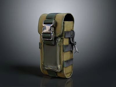 Multi functional Green Black Storage Pouch With Metal Buckle And Durable Fabric 3d model