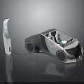 Futuristic Electric Concept Car With Sleek Design Charging Station And Blue Interior Lights