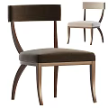 Elegant Dining Chairs With Curved Wooden Frame And Upholstered Seats In Brown And Light Tones