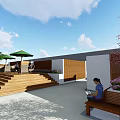 Rooftop Garden Featuring Wooden Pergola Wooden Deck Comfortable Sofas And Green Plants