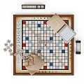 Classic Scrabble Board Game Set With Wooden Frame Letter Tiles Timer And Score Sheets