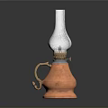 Vintage Copper Oil Lamp With Glass Chimney And Decorative Base