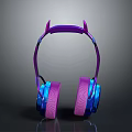 Over Ear Purple and Blue Headphones with Cat Ear Design Modern Electronic Device