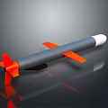 Aerodynamic Military Missile With Gray Body White Nose Cone And Orange Fins