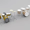 Yellow Black and Gold White Drum Sets with Drums Cymbals and Stands