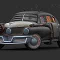 Weaponized Vintage Car Featuring Front Cannons And Battle Ready Design Elements