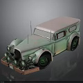 Vintage Retro Car With Light Green Body Pink Roof Green Wheels And Round Headlights