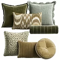 Stylish Decorative Pillows With Geometric Striped Leopard Print And Round Buttoned Designs