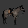 Light Brown Horse With Yellow Saddle Pad Black Saddle And Gray Leg Wraps