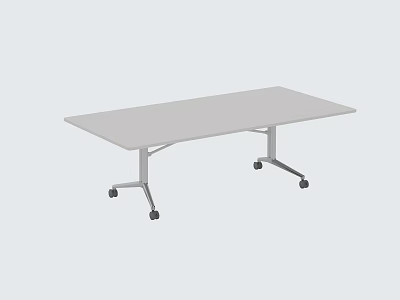 Sleek Modern Conference Table With White Surface And Metal Rolling Legs 3d model