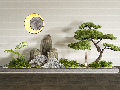 Modern landscape sketch plant landscape landscaping pine tree landscape tree courtyard landscape stone snow wave stone 3d model