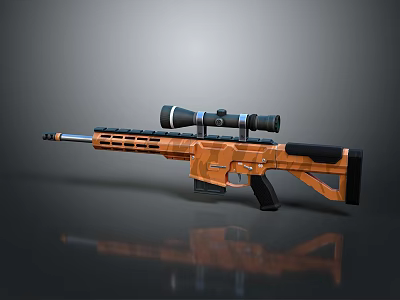 Modern Tactical Sniper Rifle With Orange Body Black Components And Scope 3d model