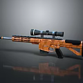 Modern Tactical Sniper Rifle With Orange Body Black Components And Scope