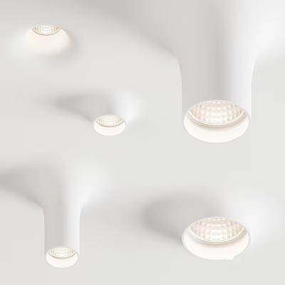 Modern White Ceiling Mounted Downlights And Spotlights Lighting Fixtures For Interior Design 3d model