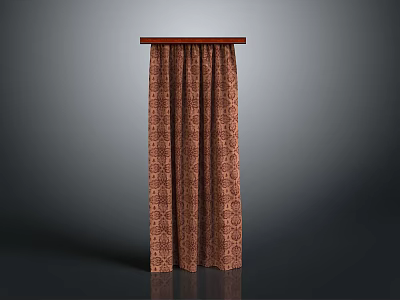 Patterned Brown Curtain Furniture With Wooden Top And Decorative Design 3d model