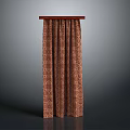 Patterned Brown Curtain Furniture With Wooden Top And Decorative Design