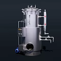 Industrial Equipment Metal Pressure Vessel With Pipes Valves And Control Panel