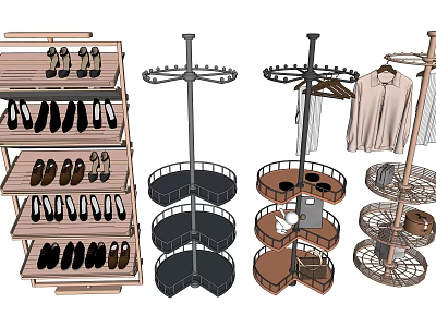 Modern Wooden Shoe Rack With Multi Tier Storage And Display Design 3d model