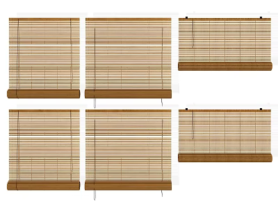 Natural Wooden Venetian Blinds In Various Styles For Home Window Decor 3d model