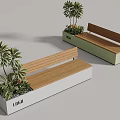 Modern Wooden Outdoor Bench With Integrated Planter Box For Courtyard Park And Public Leisure Areas