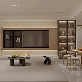 Open Concept Modern Living Dining Room Interior With Sofa Dining Table And Neutral Tones 3d model