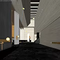 Modern Luxury Sales Office Lobby With Spacious High Ceiling And Premium Natural Stone Interior Design