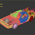 Vintage DeLorean Car With Metallic Finish And Sci Fi Time Machine Parts