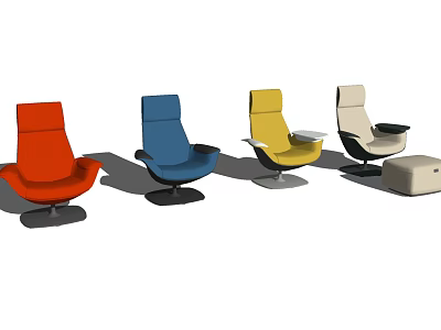 Colorful Modern Office Chairs With Ergonomic Design And Swivel Base 3d model