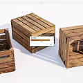 Three Rustic Wooden Crates For Storage With Open Design And Natural Finish