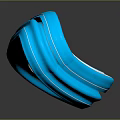 Cartoon Scene With Blue Glossy Curved Layered Structure And Shiny Elements