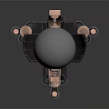 Mechanical Device With Silver Sphere On Black And Copper Metal Stand 3d model