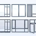 Various Modern Window Designs With Different Styles And Glass Panels 3d model