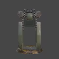 Twin Barrel Weapon Design Featuring Mechanical Mount And Rustic Base Structure 3d model