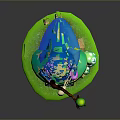 Cartoon Wizard With Green Star Hat Magic Wand Blue Robe Green Base And Small Mushrooms