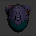 Purple Astronaut Helmet Model With Green Visor And Orange Accents Display Figurine