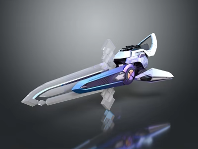 Futuristic Sci Fi Weapon With Blue Transparent Blade And Mechanical Structure Design 3d model
