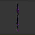 Fantasy Scythe Weapon With Purple And Black Ornate Curved Blade And Intricate Decorative Details
