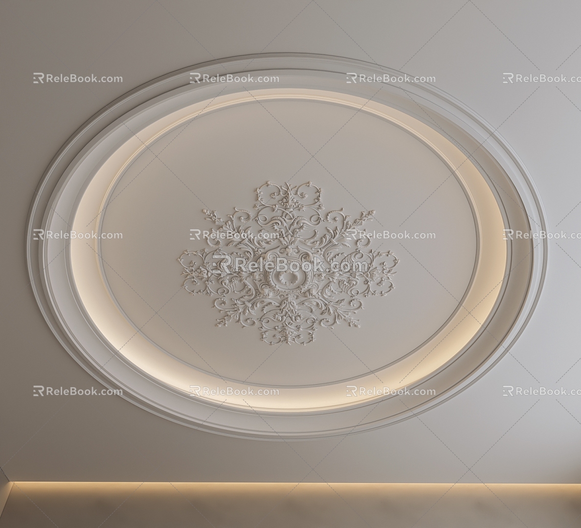 French European-style Ceiling French-style Gypsum Carved Ceiling French-style Carved Lamp Plate Gypsum Line Round Ceiling 3d model