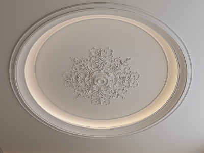 French European-style Ceiling French-style Gypsum Carved Ceiling French-style Carved Lamp Plate Gypsum Line Round Ceiling 3d model