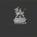 Standing Stone Mythical Lion Statue With Intricate Base And Detailed Carvings