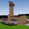 Scenic Visitor Center with Tower Green Hillside and Lush Trees