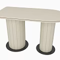 Modern Light Colored Oval Shaped Tea Table With Striped Columns And Black Bases 3d model