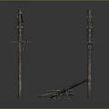 Multiple Weathered Wooden Utility Poles With Cross Arms And Hanging Wires